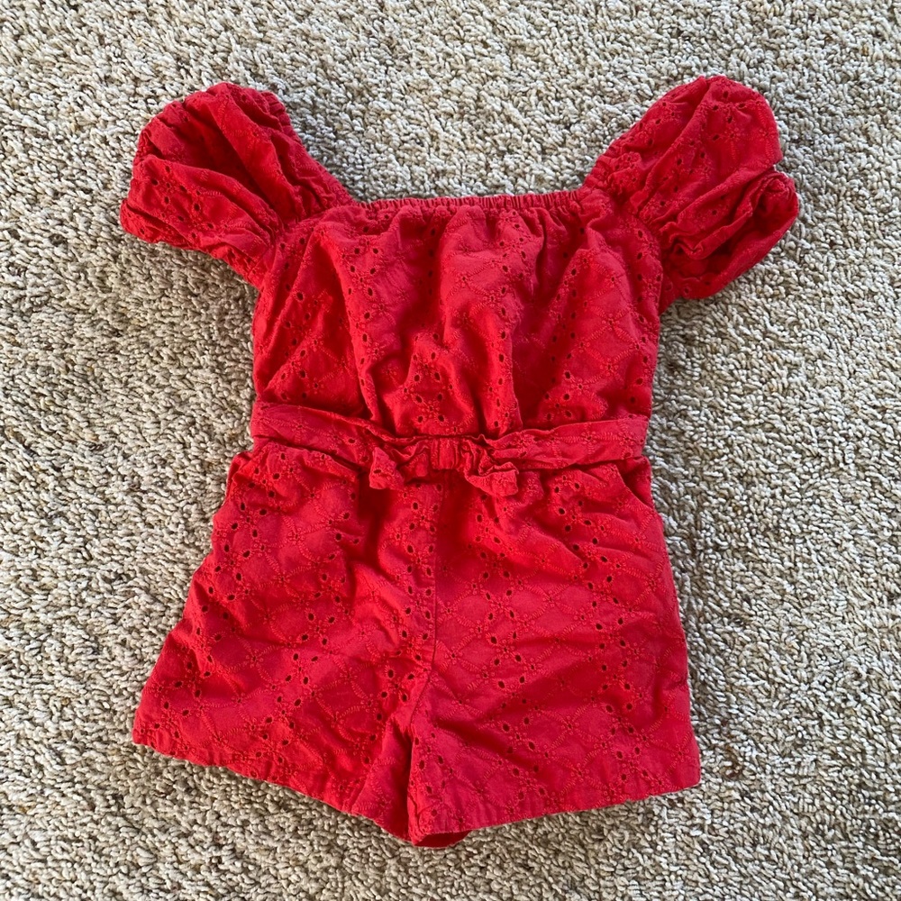 Janie & Jack 2T red embroidered romper